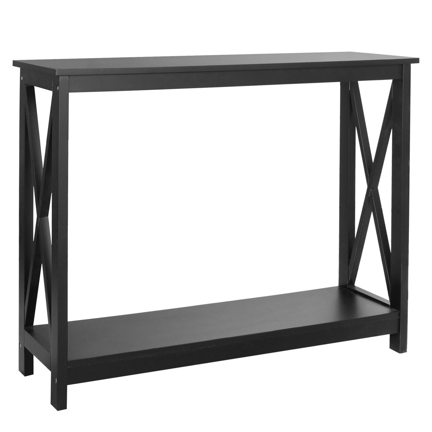 2-Tier Narrow Console Table Sofa Side Table Storage Shelf for Entryway Hallway