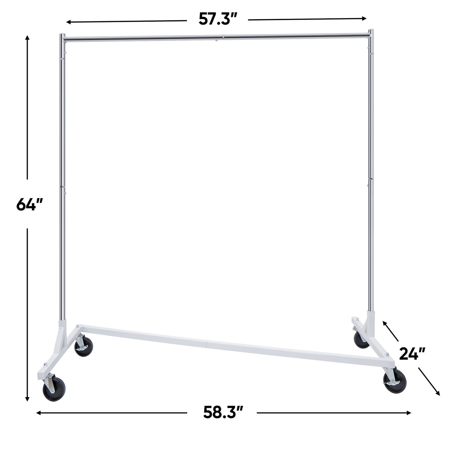 Commercial Garment Rack Rolling Collapsible Clothing Shelf Z-Base w/ Wheels