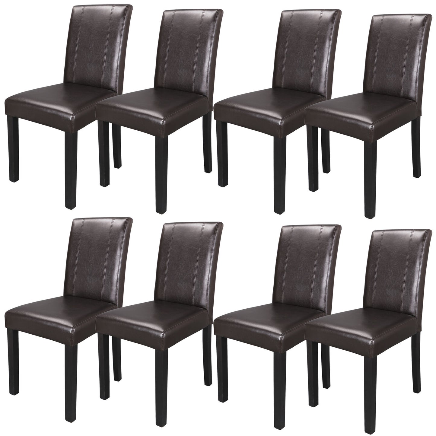 8 Dining Room Chairs Formal Parson Chairs With Leather Accent LEG Solid Wood