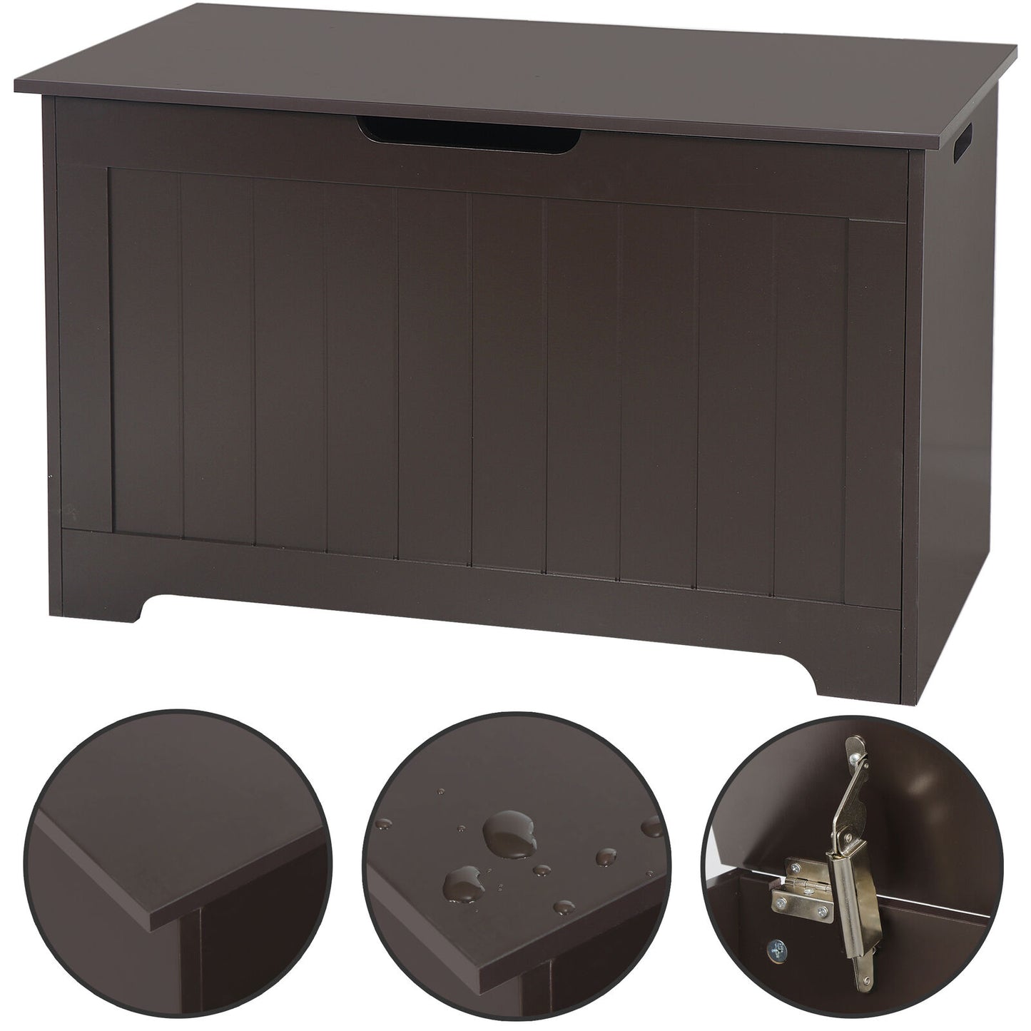 Lift Top Entryway Storage Chest/Bench with 2 Safety Hinge, Wooden Toy Box