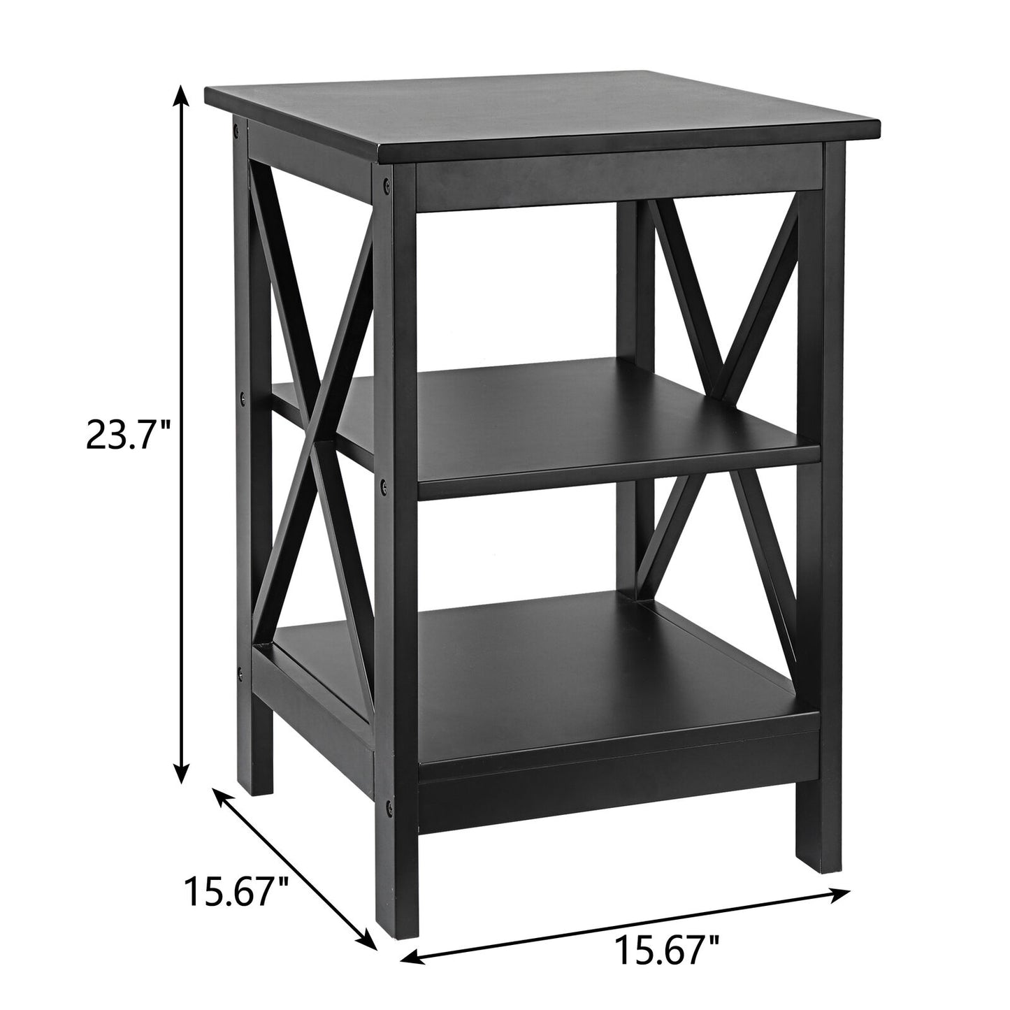 24 Inch X-Design End Table Sofa Side End Storage Shelf Black
