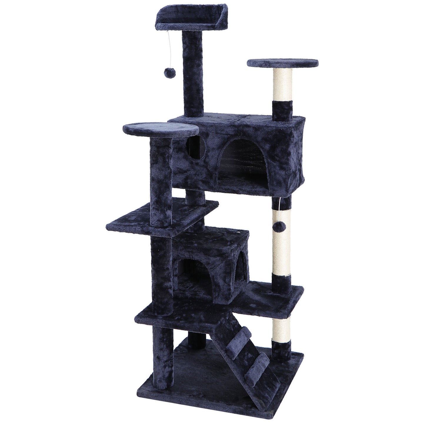 53" Sturdy Cat Tree Activity Tower Kitty Multilevel w/Padded Viewing Perch Blue