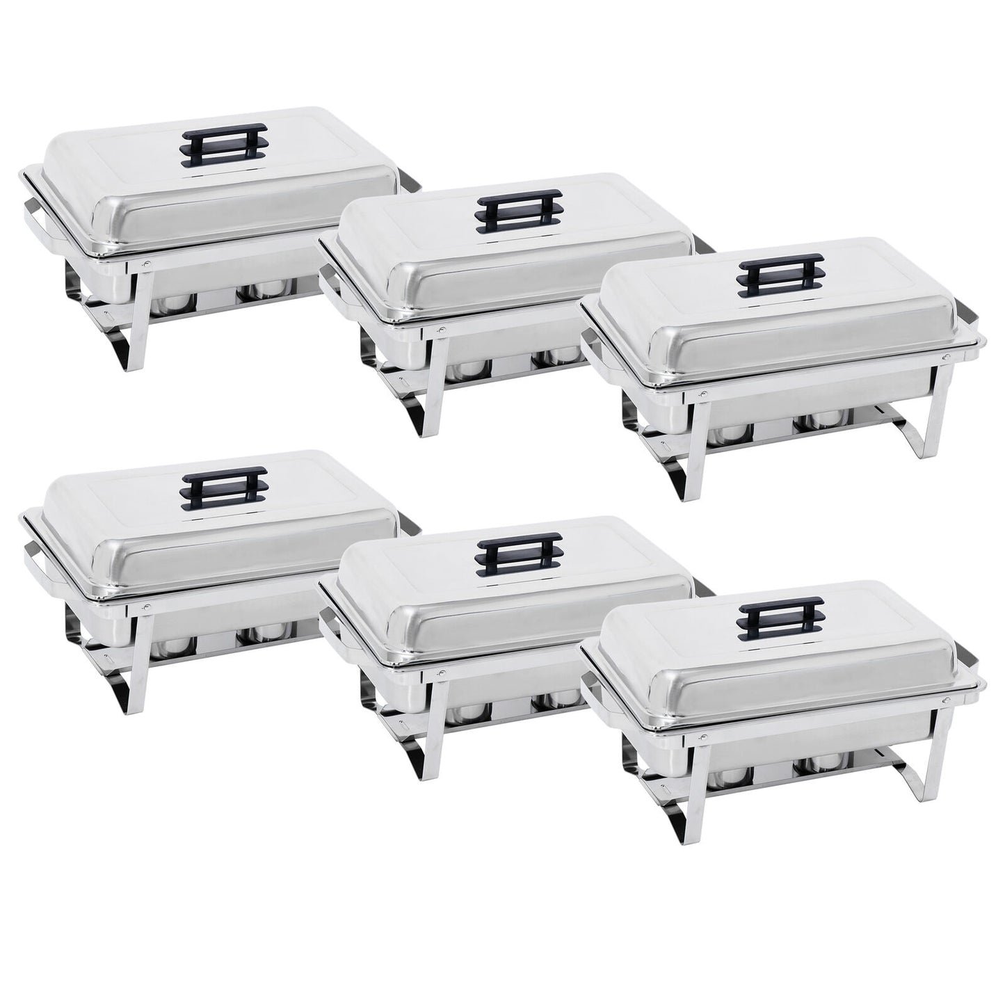 6 Pack 8QT Chafing Dish Stainless Steel Chafer Complete Set with Warmer