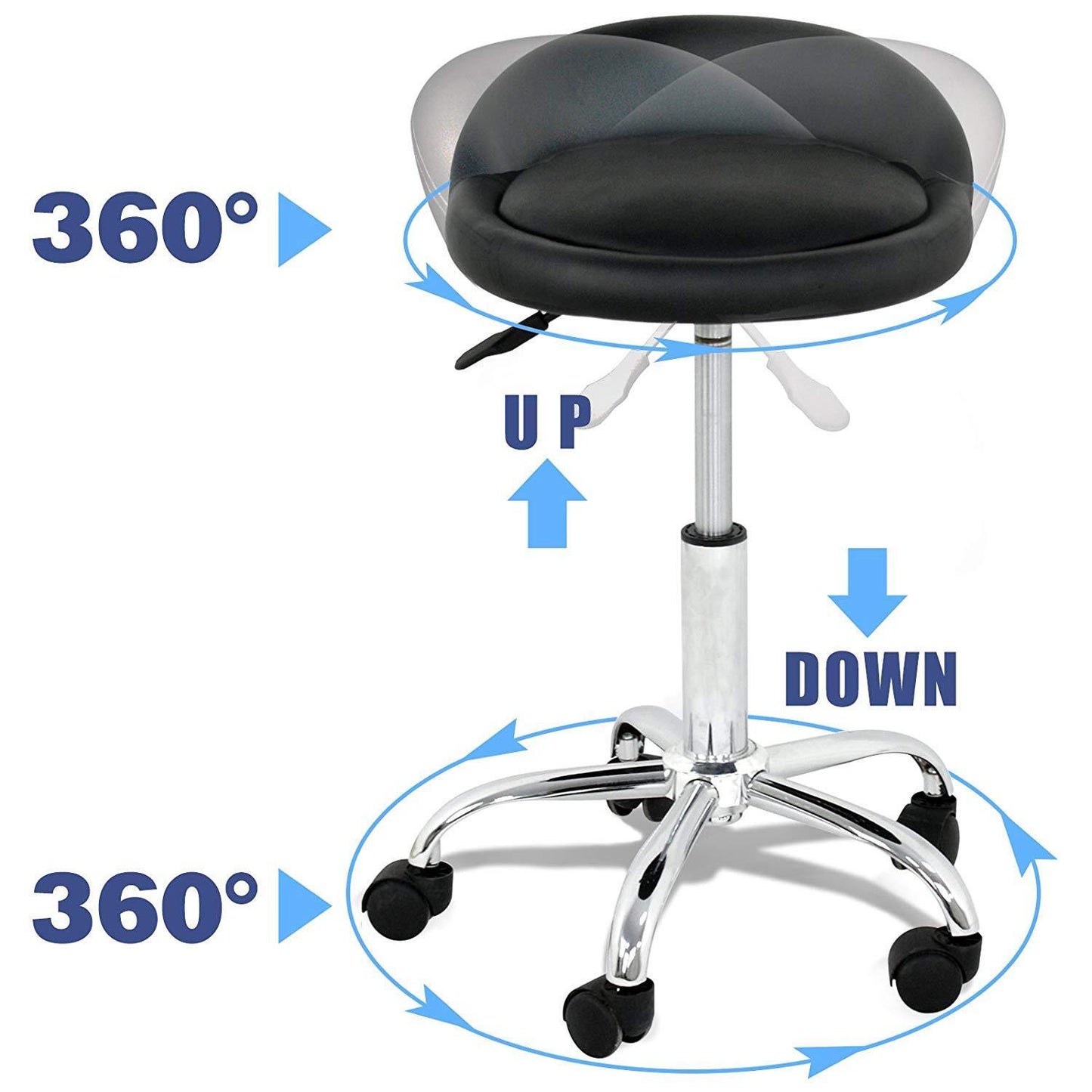 3X Adjustable Salon Stool Hydraulic Saddle Rolling Chair Facial Massage Spa