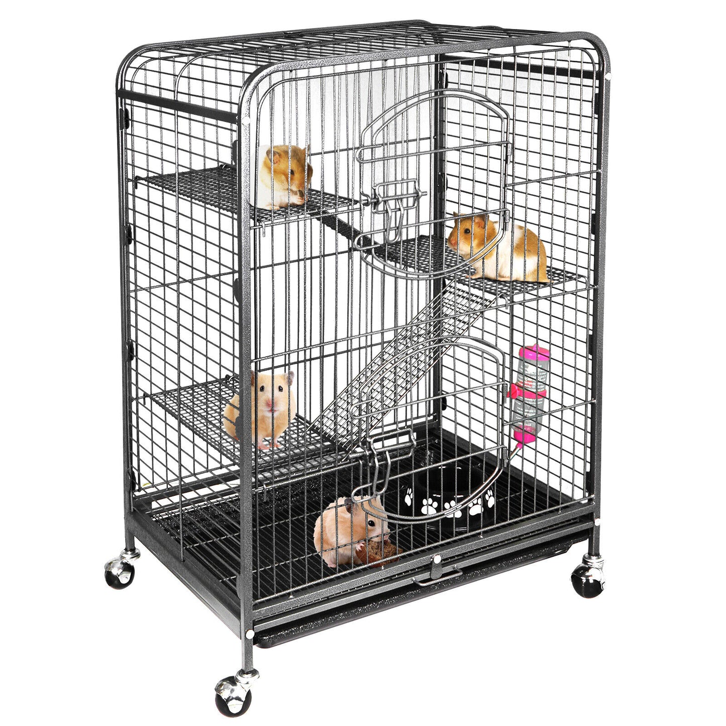 4-Tier Ferret Cat Cage Powder Coated House for Hamster Guinea Pig Chinchilla 37"