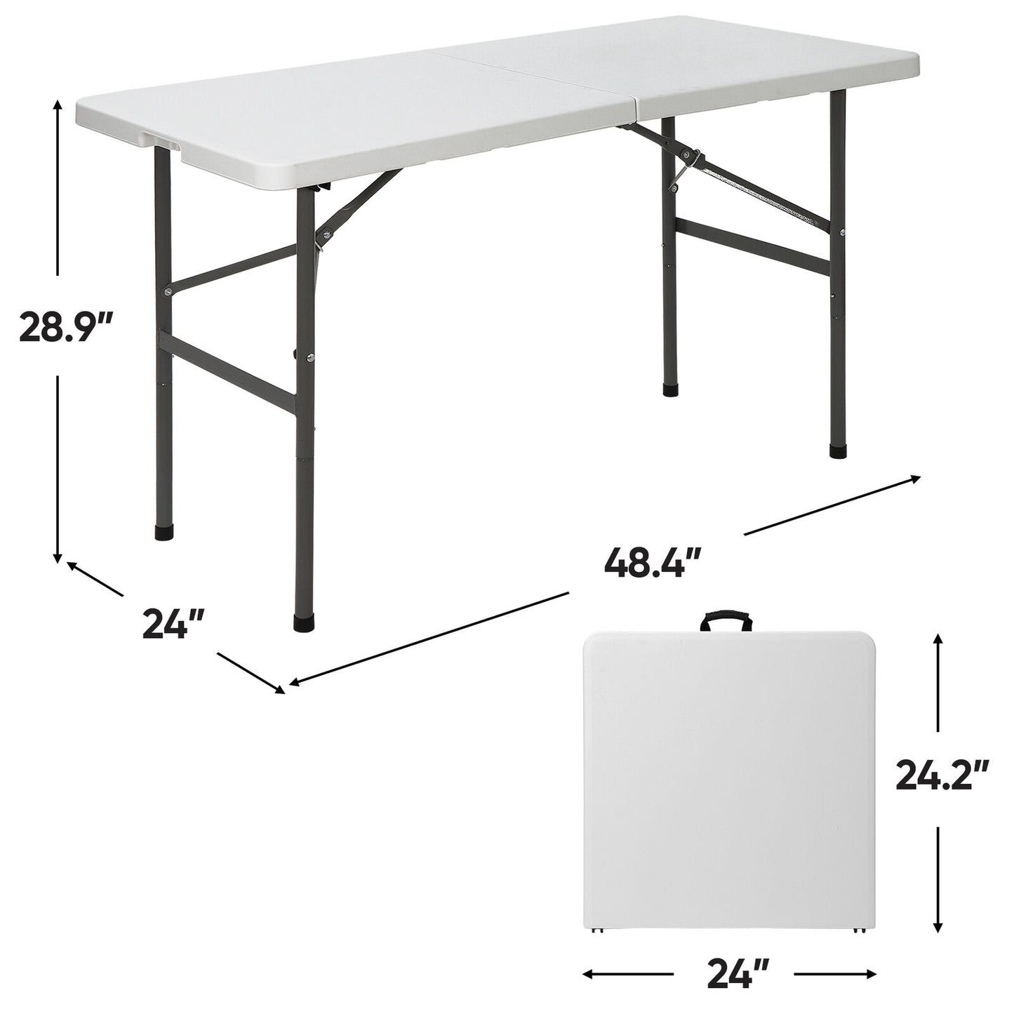4 FT Foldable Portable Plastic Table In/Outdoor Picnic Desk for Picnic Camping