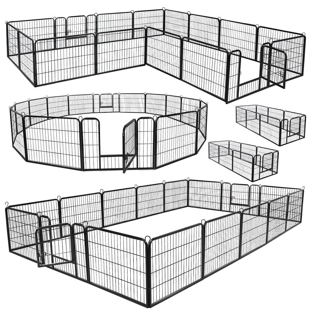 Detachable 16 Panel Dog Playpen 24" Pet Fence Kennel Exercise Multiple Shape
