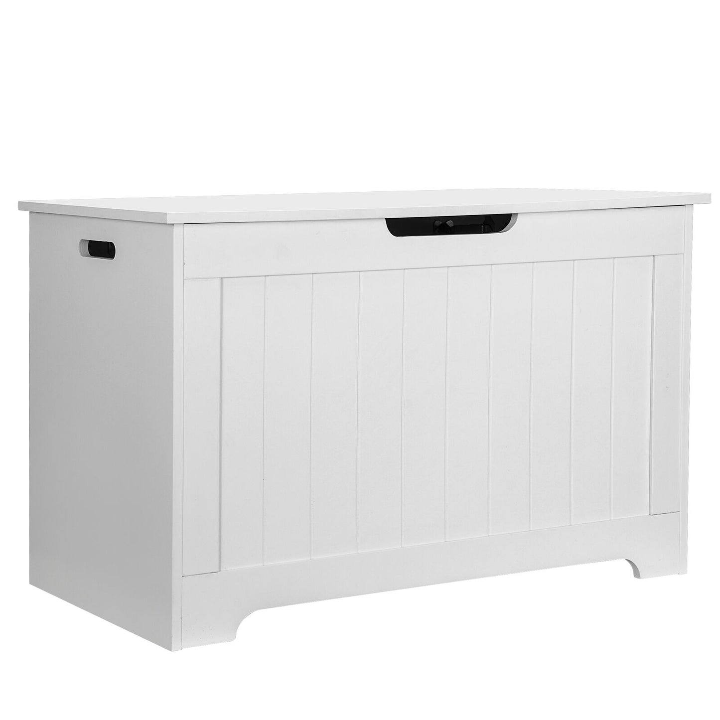 30 Inch Storage Chest Bench Toy Box Wooden Organizer with 2 Safety Hinges White