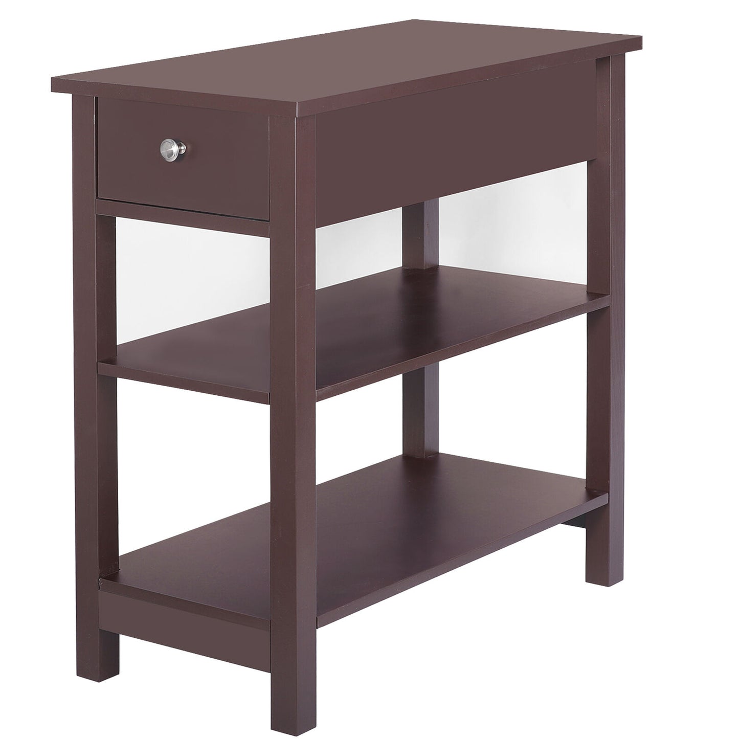 Open End Table Narrow Side Table Slim End Table for Living Room Bedroom Brown