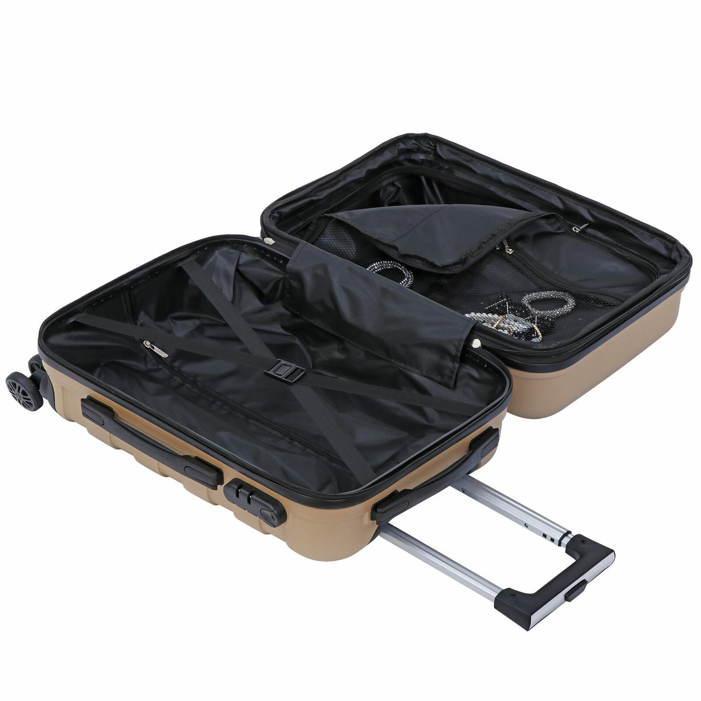 21" Champagne Travel Carry-on Luggage Trolley Suitcase Hardside Spinner Suitcase