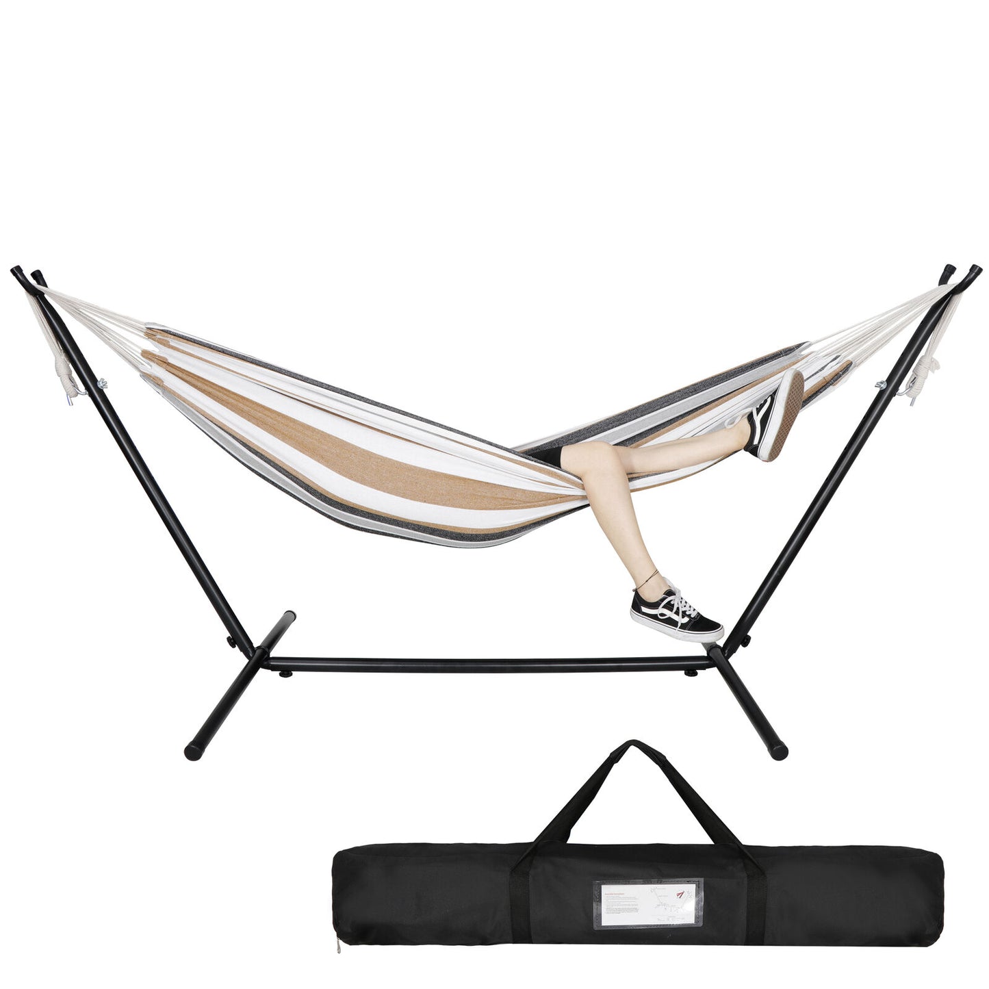 9ft Portable 2-Person Hammock with Steel Stand Carrying Case Double Swing Bed
