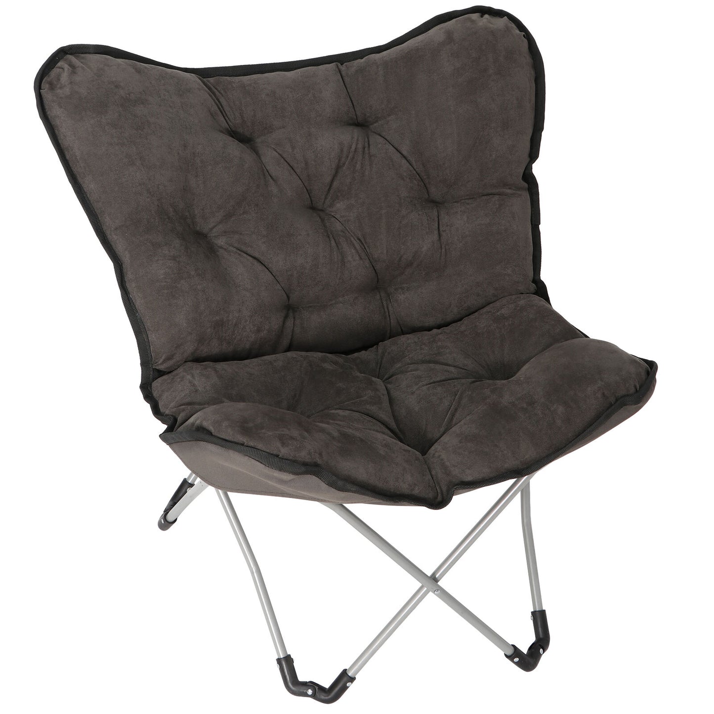 Foldable Butterfly Chair Square Lounge Soft Seat Living Room Furniture Deep Grey