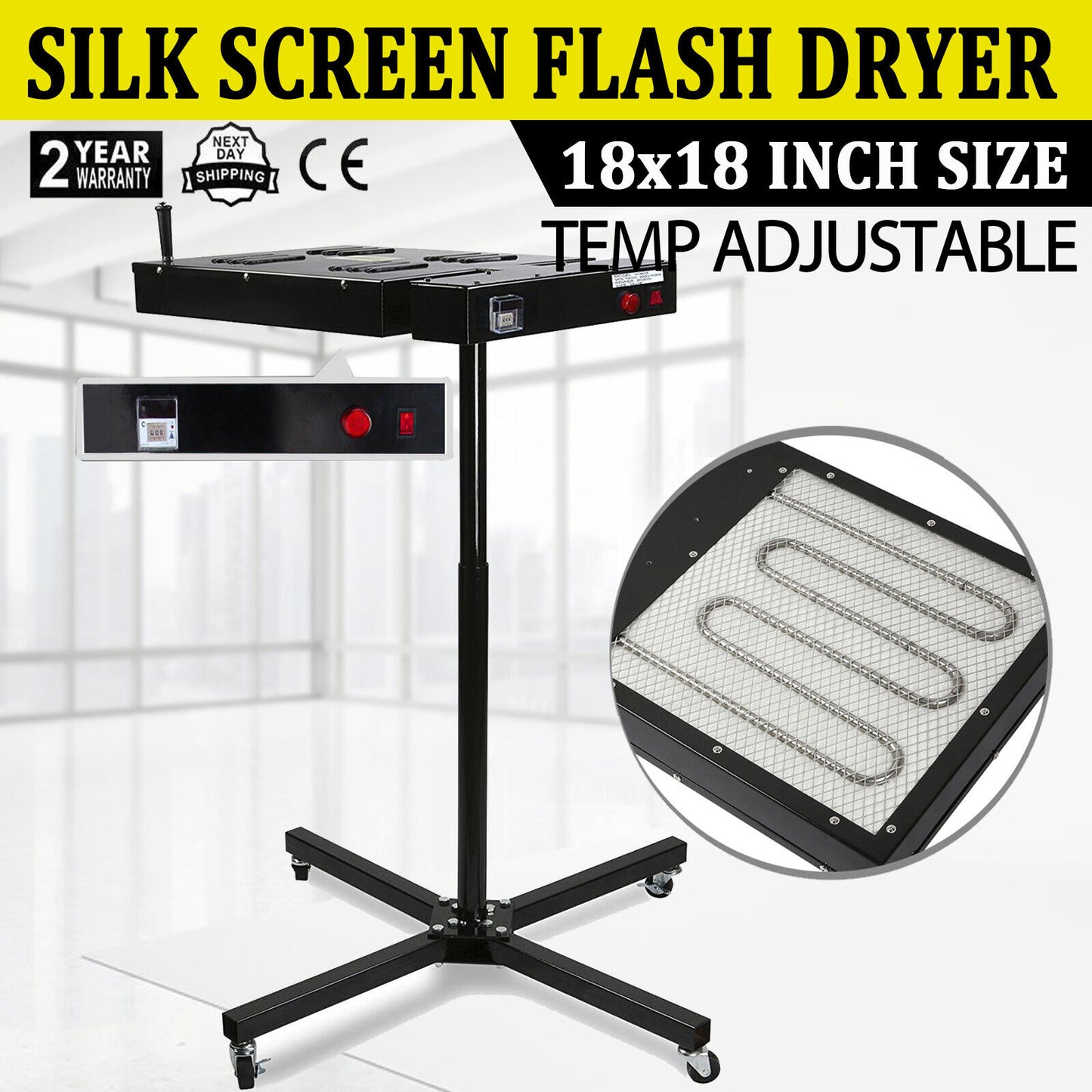 Adjustable 18" x 18" Flash Dryer Silkscreen T-shirt Printing Equipment Curing