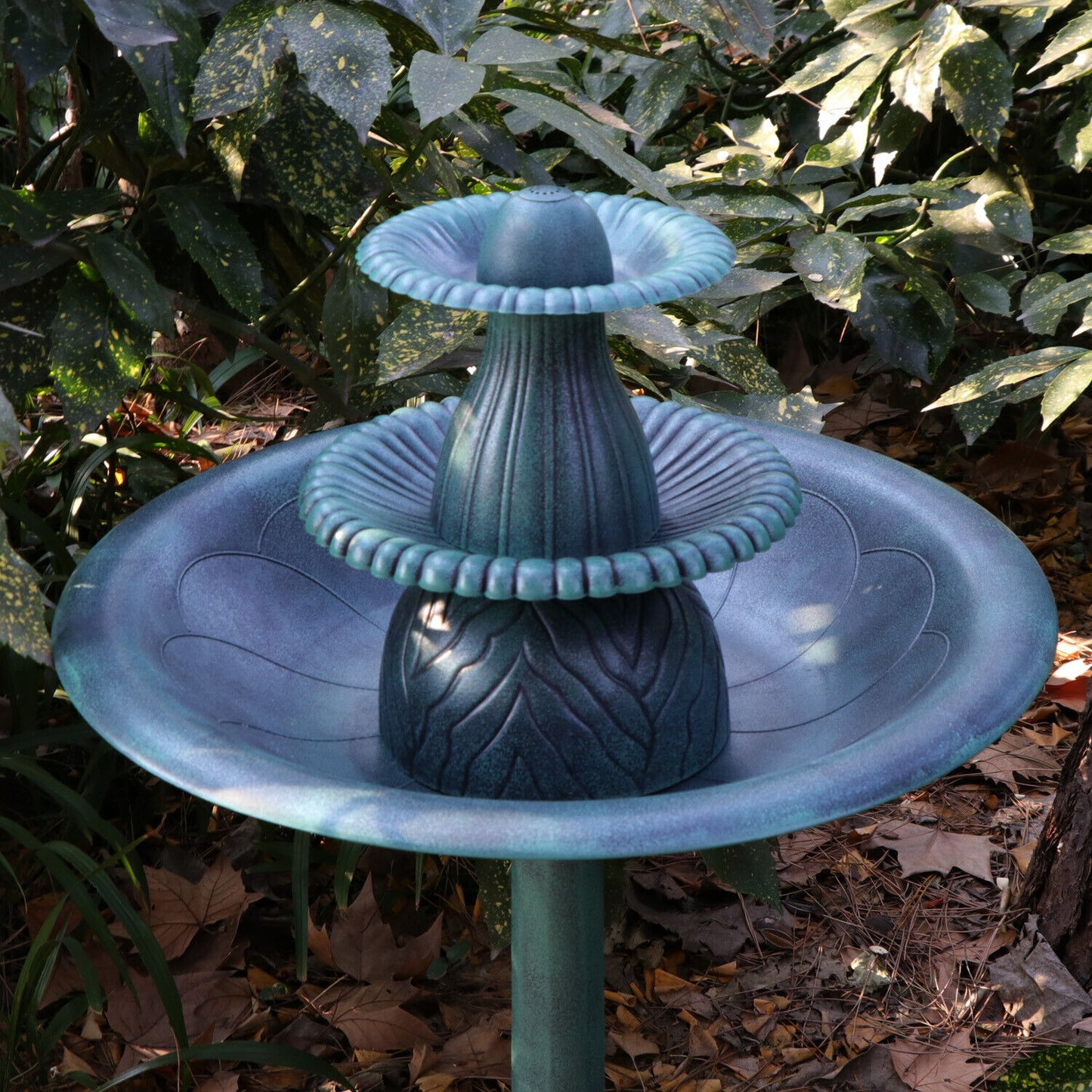 3 Tier Bird Bath Fountain Garden Pedestal Outdoor Water Fountain W/Pump Decor