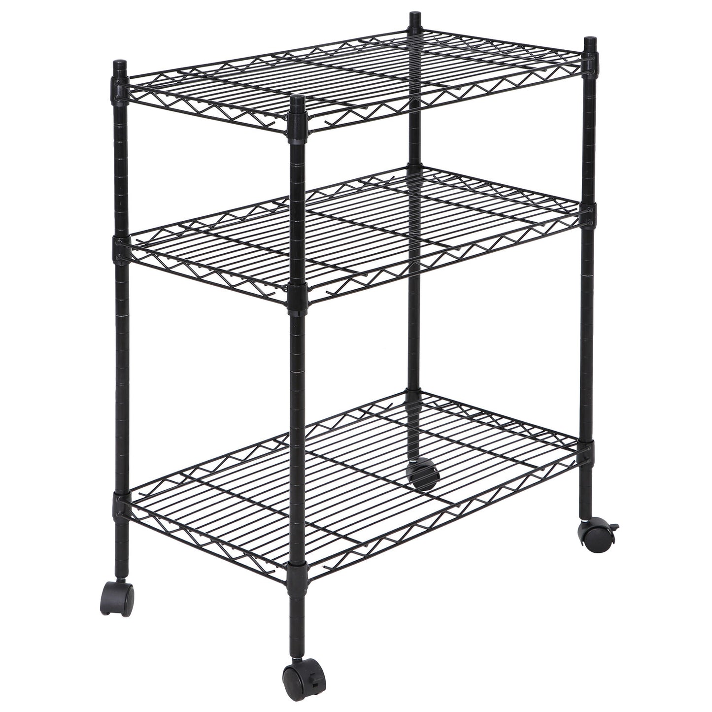 3-Shelf Shelving Storage Unit 2" Wheel Casters Metal Organizer Wire Rack Indoor