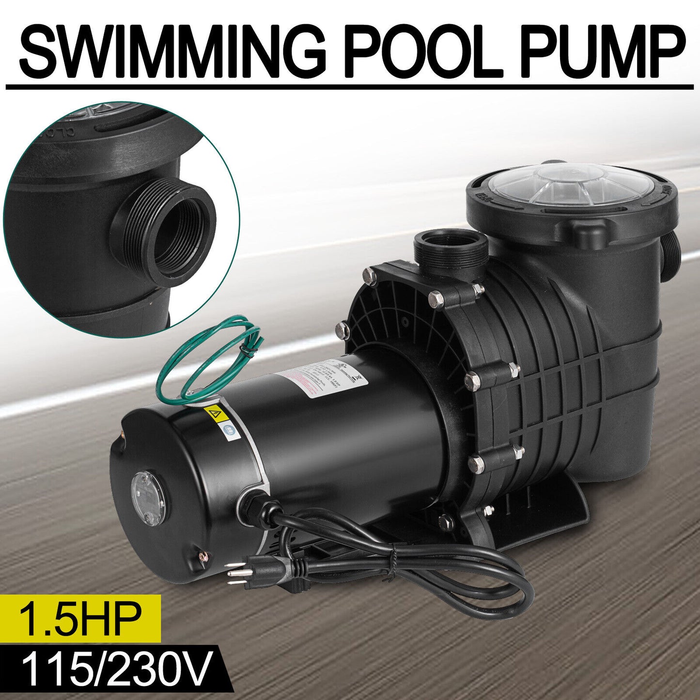 1.5HP Above/In Ground Swimming Pool Pump 115/230V Hayward Strainer Basket Hi-Flo