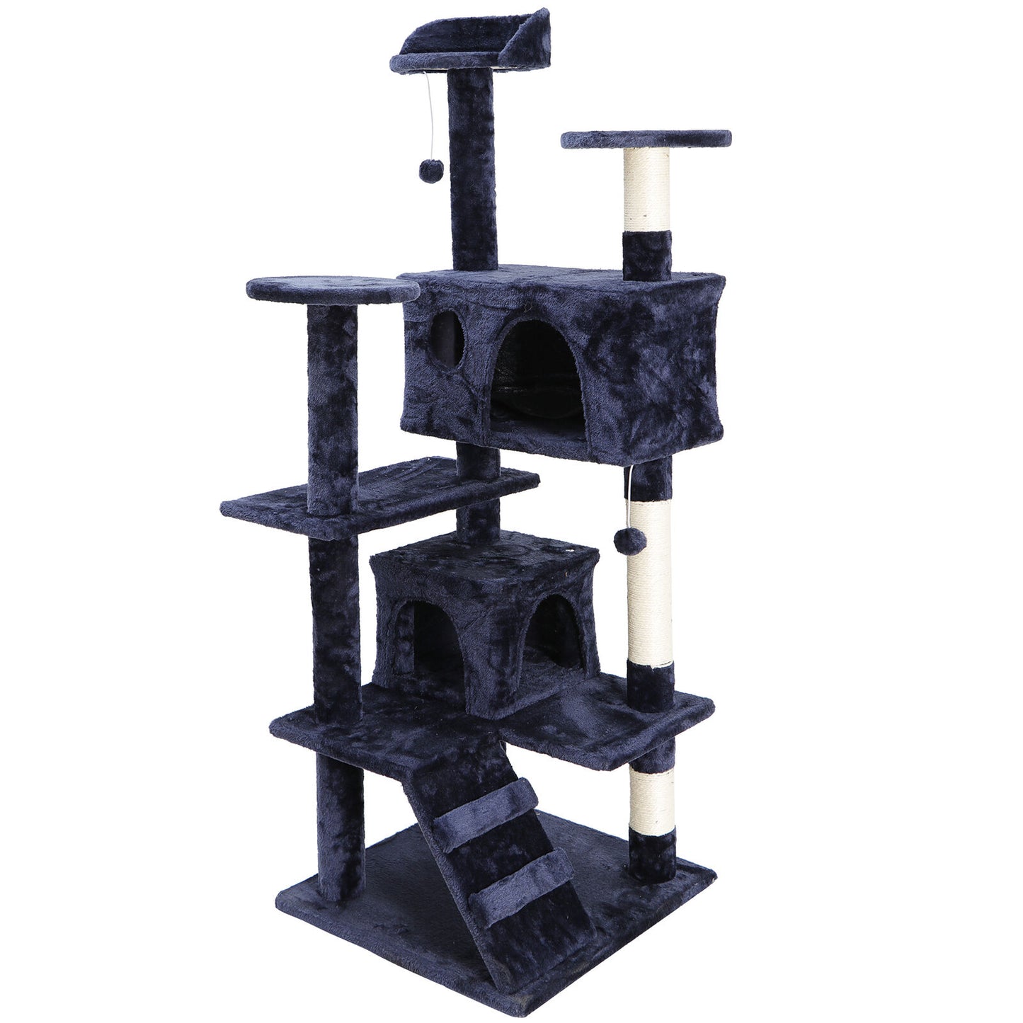 53" Sturdy Cat Tree Activity Tower Kitty Multilevel w/Padded Viewing Perch Blue