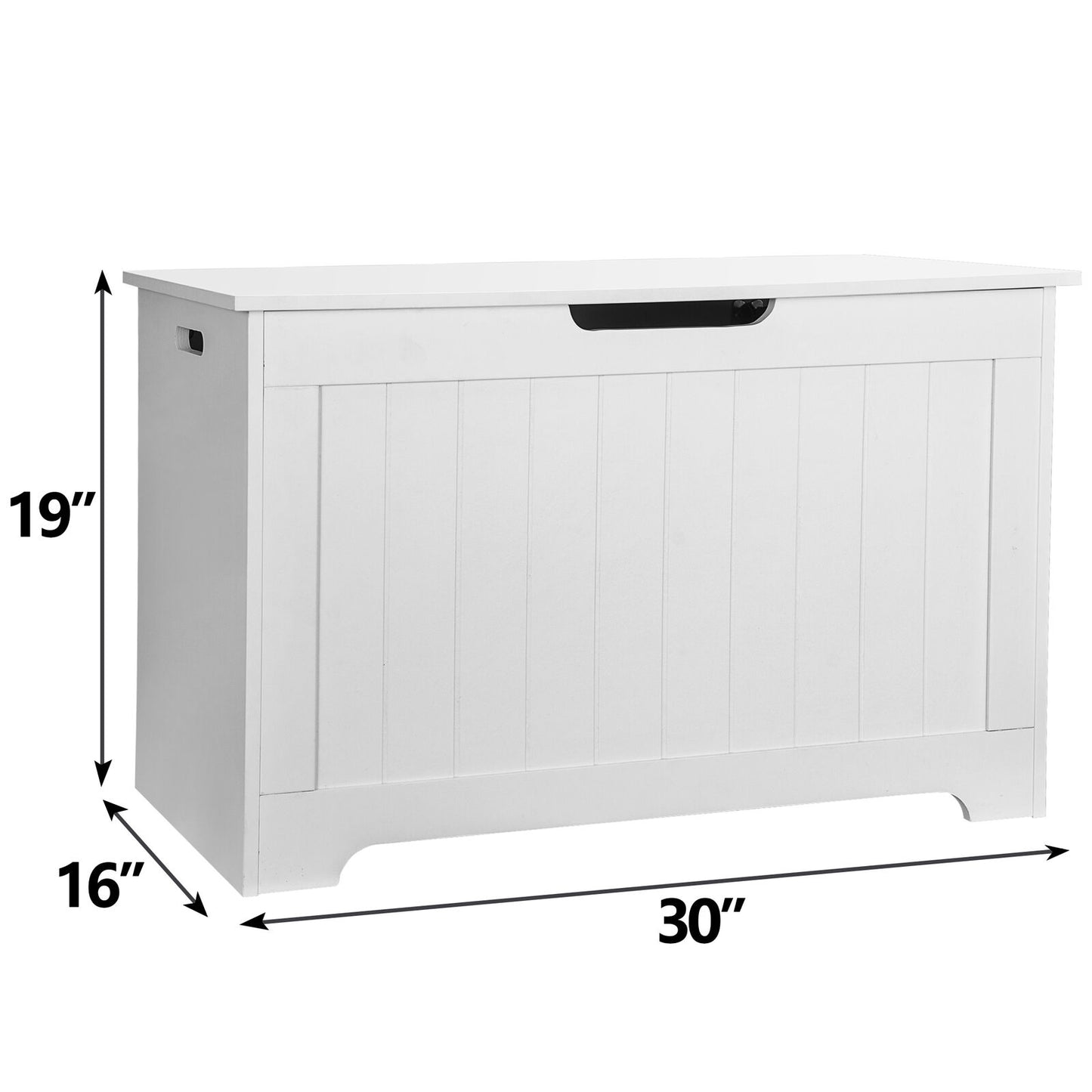30 Inch Storage Chest Bench Toy Box Wooden Organizer with 2 Safety Hinges White