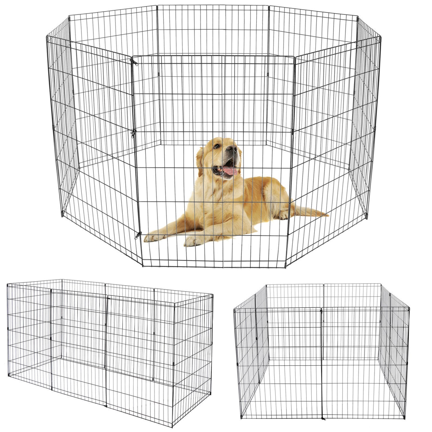 36" 8 Panels Pet Play Pen Dog Playpen Cage Large Crate Exercise Fence In/Outdoor