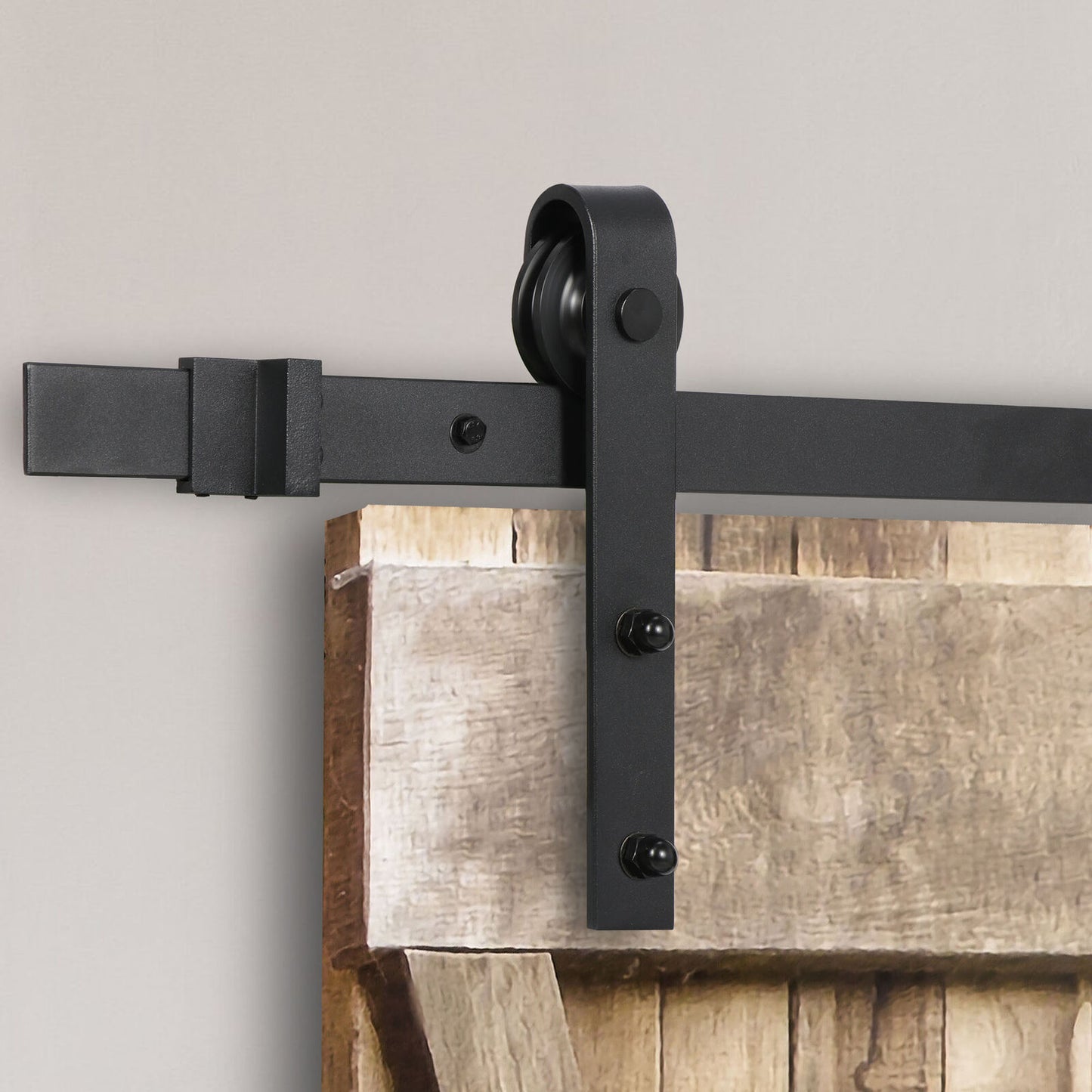 6.6FT Modern Sliding Barn Door Hardware Kit Closet Hang Style Track Rail Black