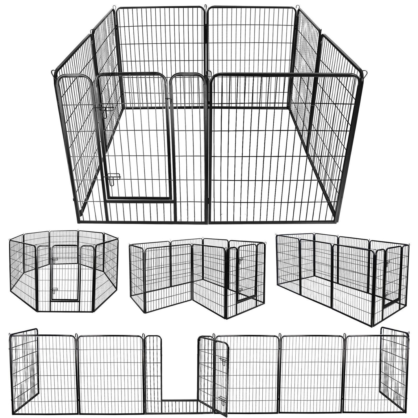 2PCS 31.5 x 39" 8 Panel Exercise Fence Metal Dog Playpen Multiple Shape Safe