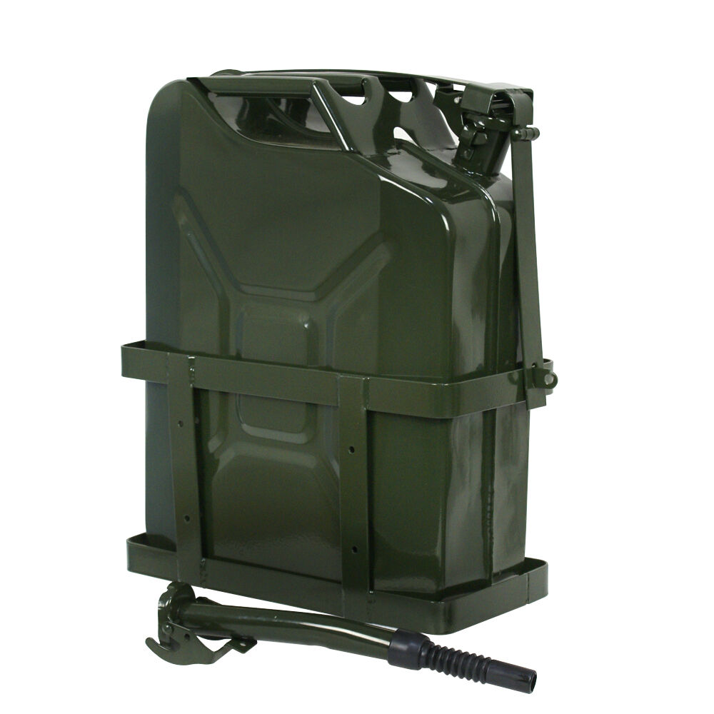 Jerry Can 5 Gallon 20L Gas Gasoline Oil Army Backup Metal Steel Tank Holder