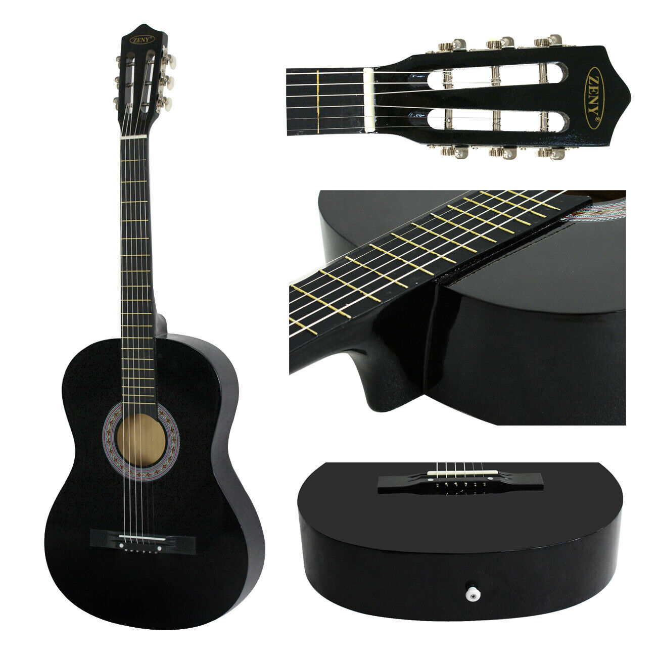38" Full Size Acoustic Guitar Adult Kids Beginners Black Guitar with Guitar Pick
