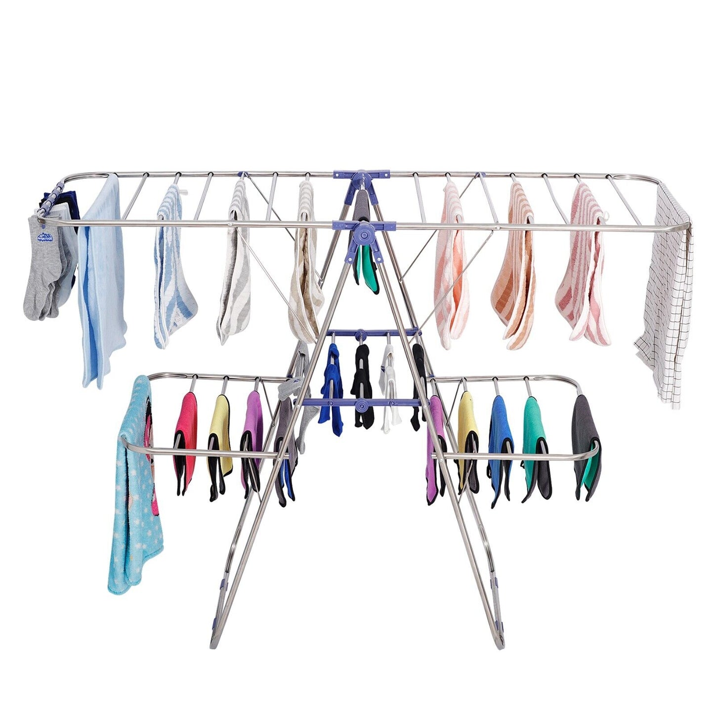 Folding Clothes Drying Rack 2-Level Laundry Large  with Adjustable Height Wings