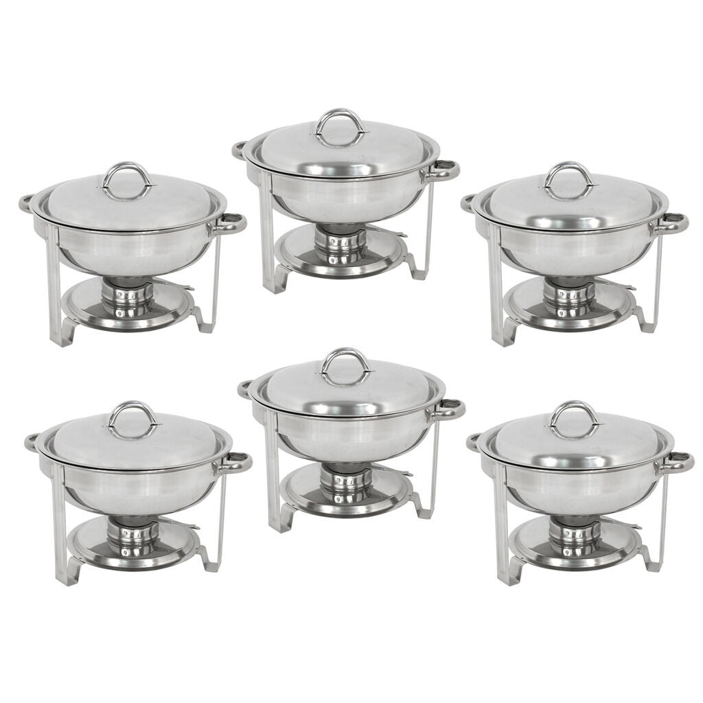 6 PACK CATERING STAINLESS STEEL CHAFER CHAFING DISH SETS 5 QT PARTY PACK