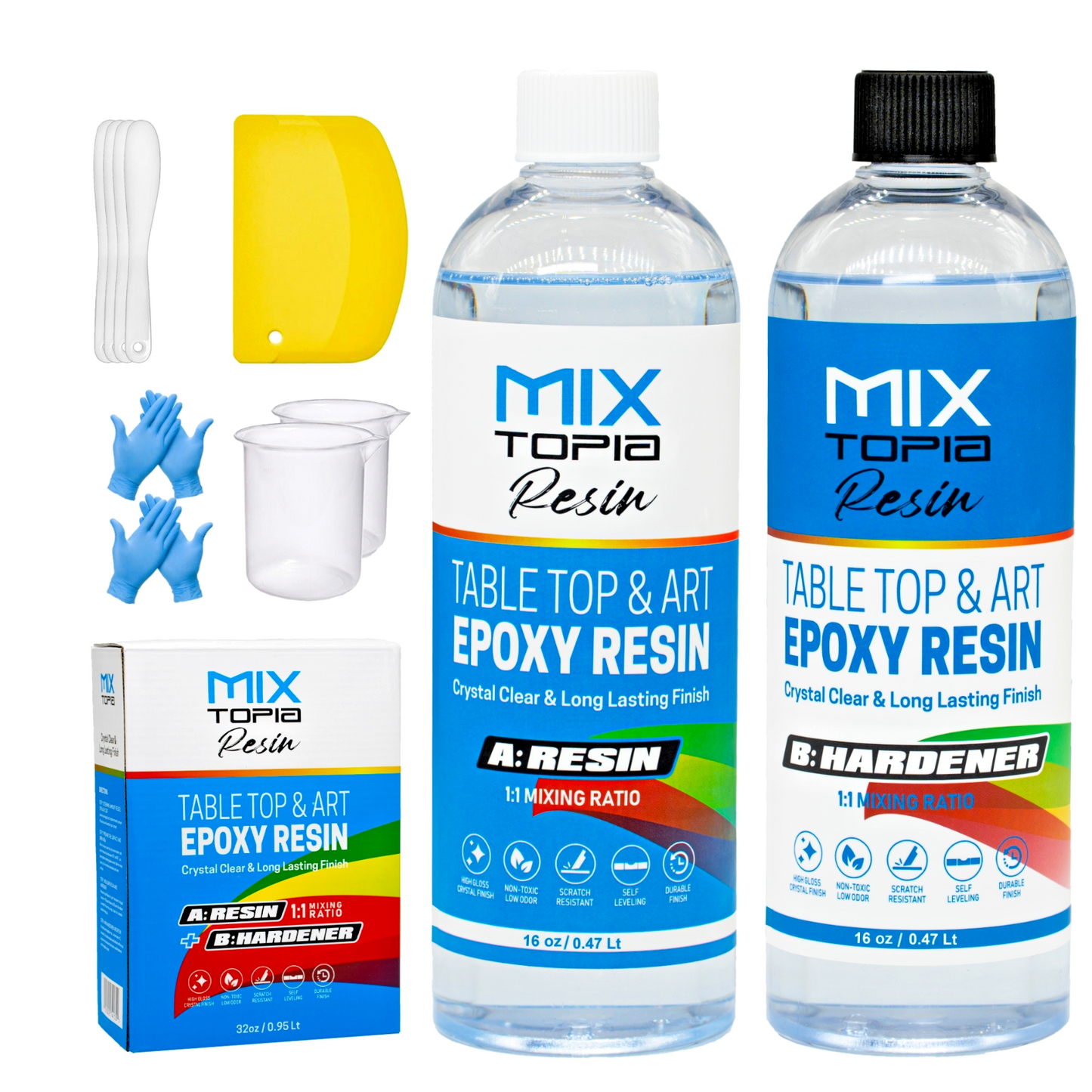 MIXTOPIA 32OZ Epoxy Resin Kit For Art, Casting, Table Tops,and Tumblers 1:1 MIX