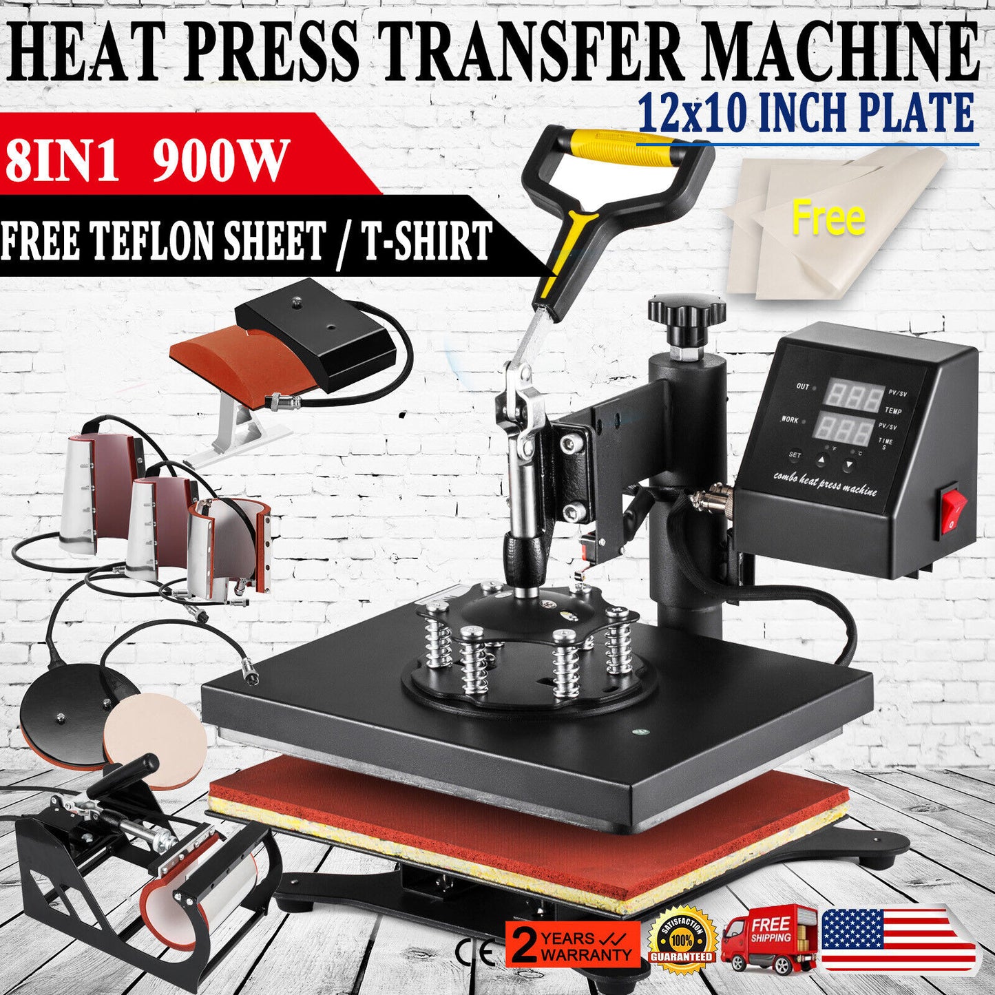 8 in 1 Digital T-Shirt Heat Press Printing Machine Sublimation T-Shirt Mug Hat