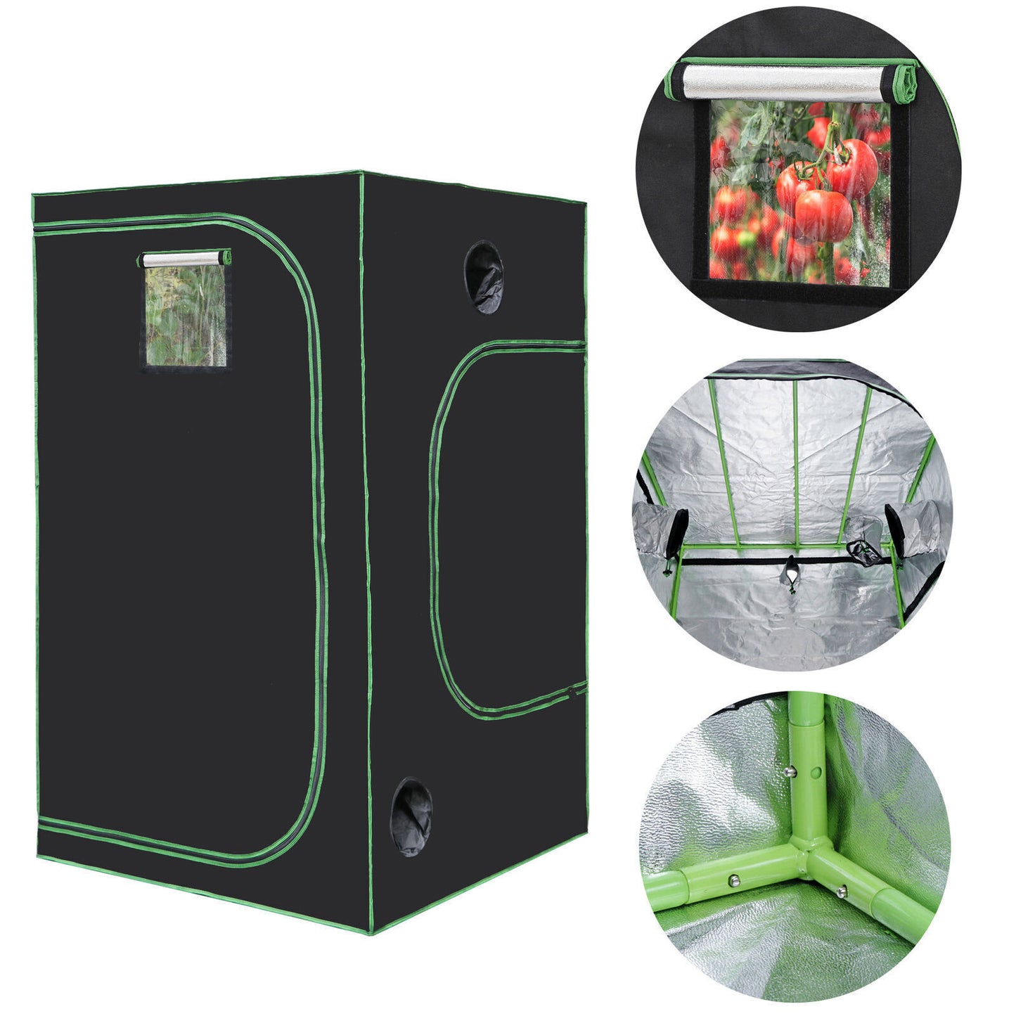 48"x48"x80" Grow Tent Box Seed Room Hydroponic with Window and Floor Tray Indoor