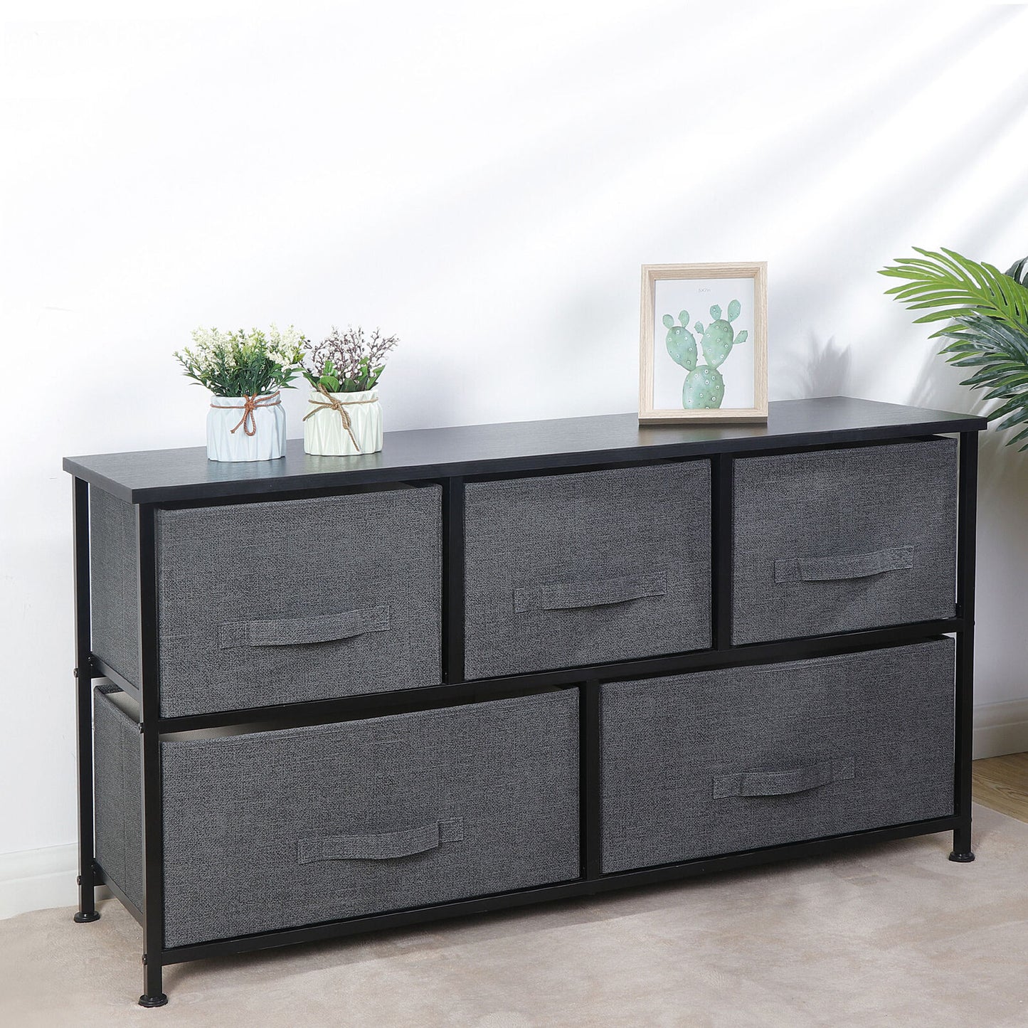 Extra Wide Dresser Storage Tower 5 Drawers Bedroom Hallway Entryway Closets
