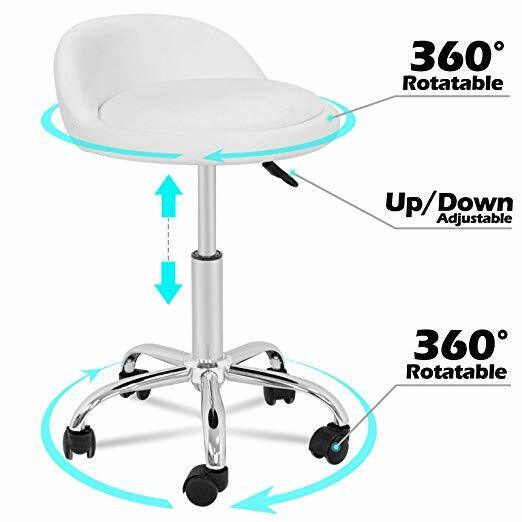 Adjustable Height Hydraulic Rolling Swivel Stool Spa Salon Chair with Back Rest
