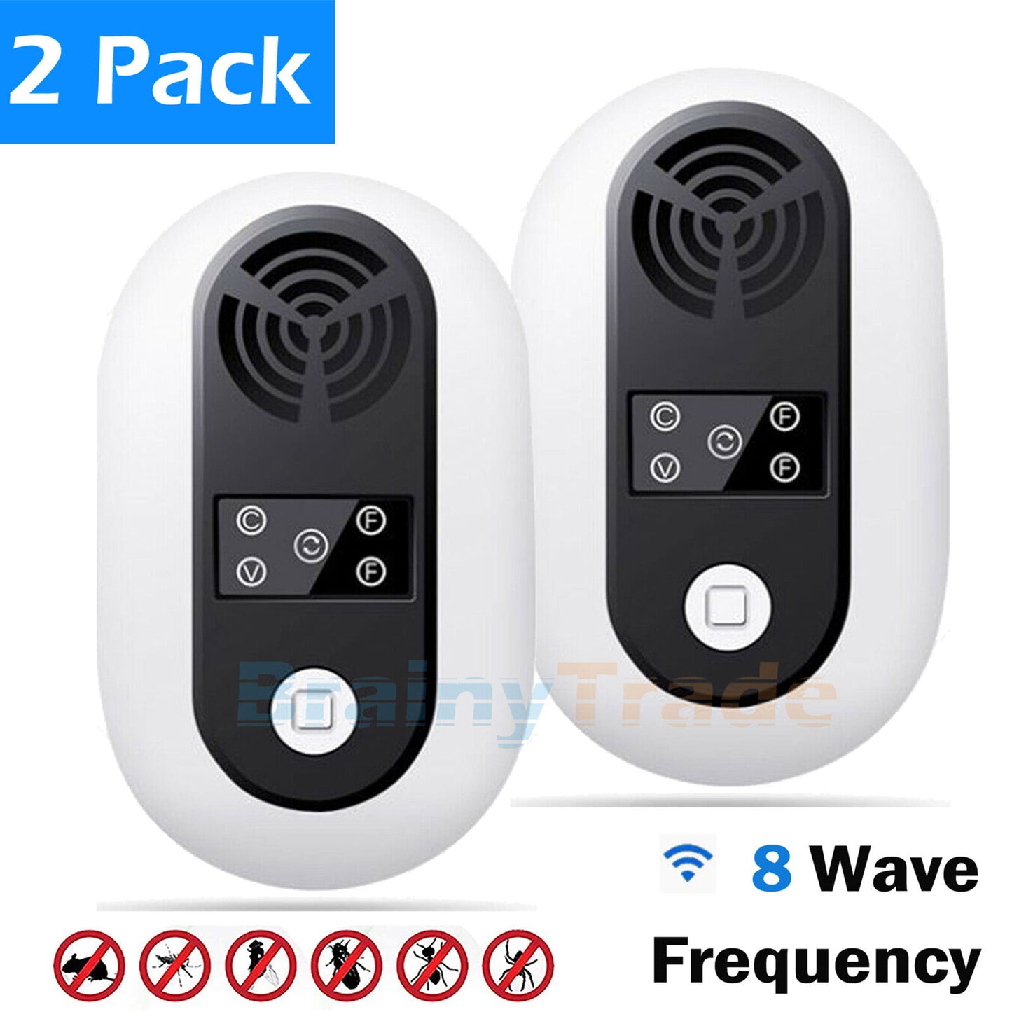 2pcs Ultrasonic Pest Repeller Bug Mice Rat Insect Fly Killer Electric Plug In US