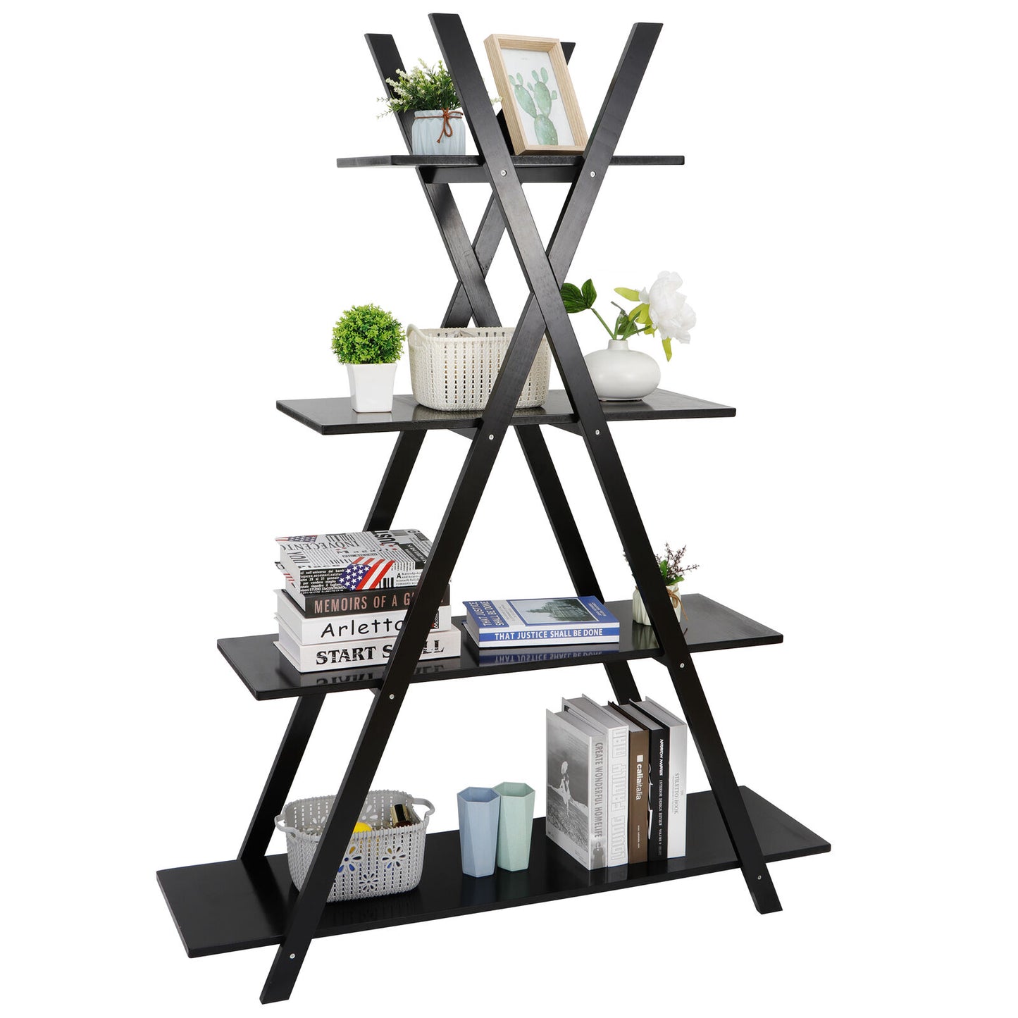 4 Tier Book Shelf Furniture Storage Rack Home Office Bookshelf Storage Shelves
