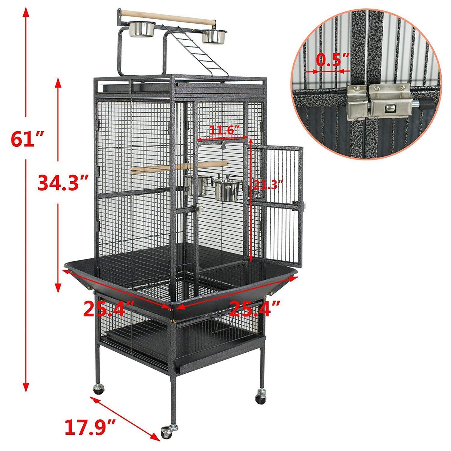 61" Bird Parrot Cage Large Cockatiel Finch Pet Parakeet Stand Top Supply House