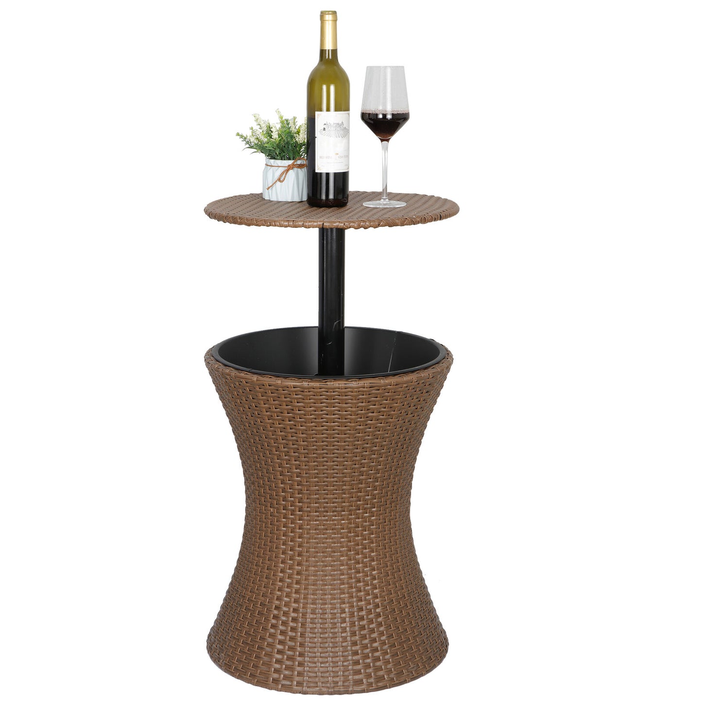 Adjustable Rattan Ice Cooler Drink Cooler Party Cool Bar Table Pool Wine Garden