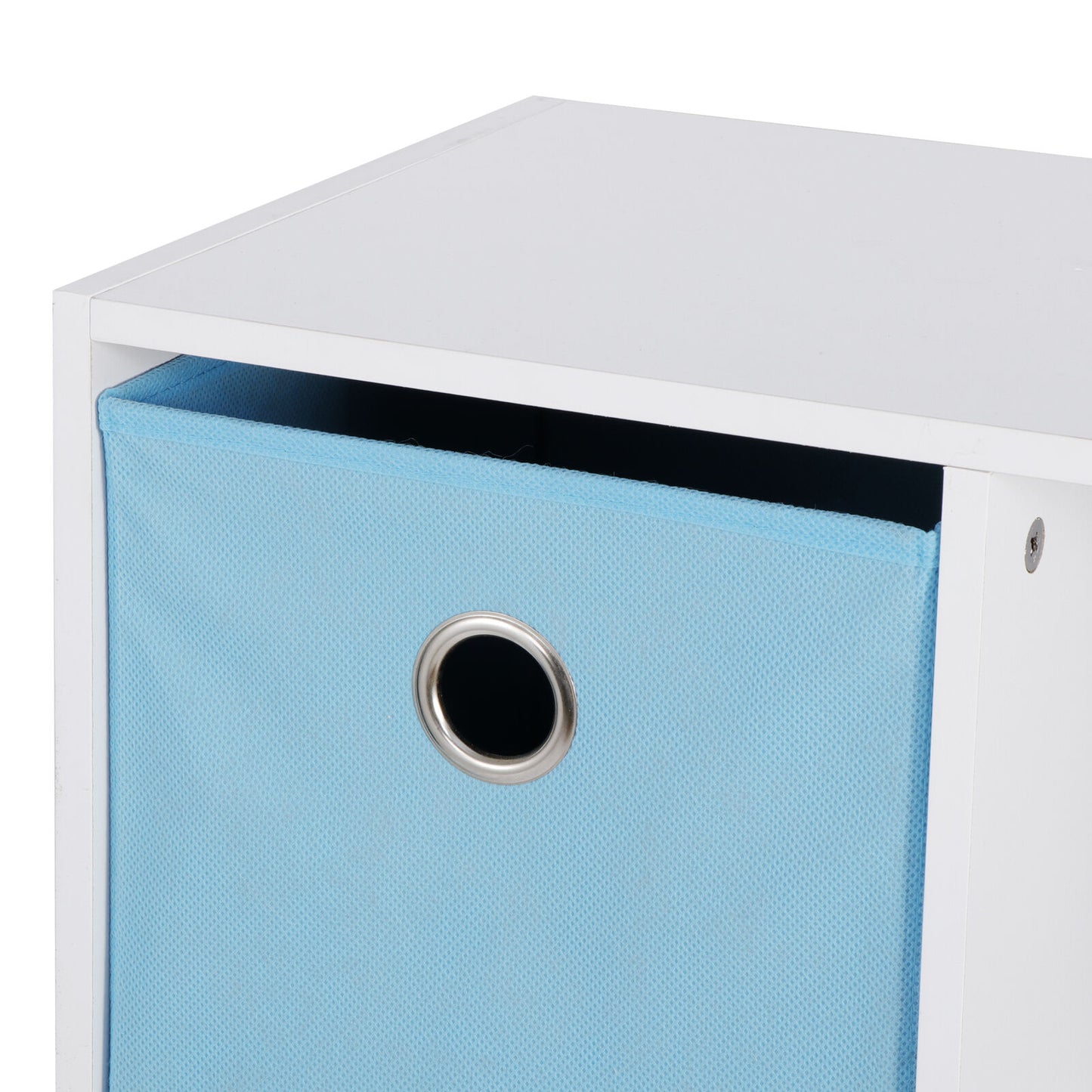 6 Cube Storage Organizer Wooden Bookcase Display Cubby Shelf w/3 Bins White/Blue