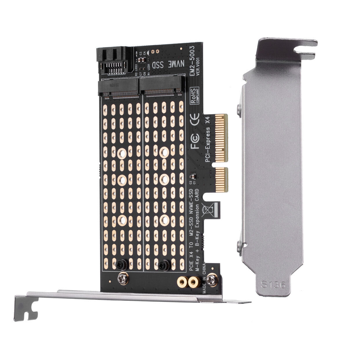 Adapter Card For M.2 NGFF to Desktop PCIe x4 x8 x16 NVMe SATA SSD PCI Express