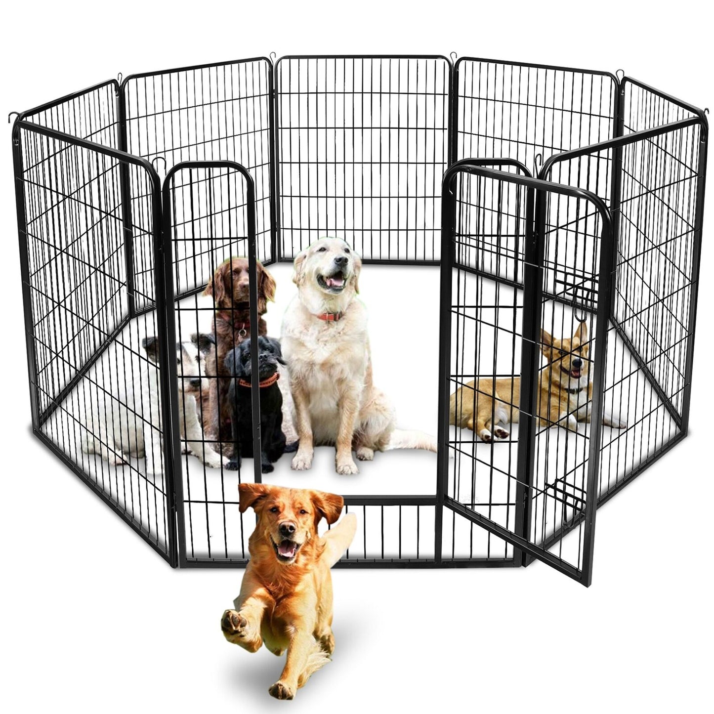 31.5 x 39" 8 Panel Exercise Fence Metal Dog Playpen Multiple Shape Safe For Pet