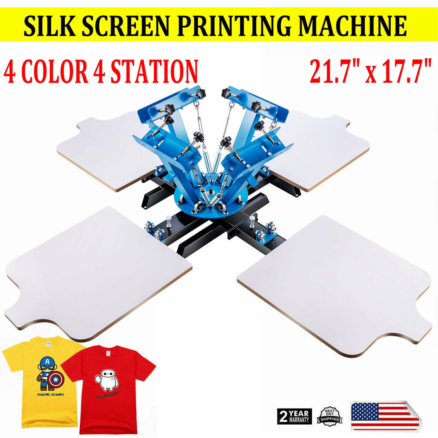 4 Station 4 Color Silk Screen Printing Machine T-Shirt Press Printer Equipment