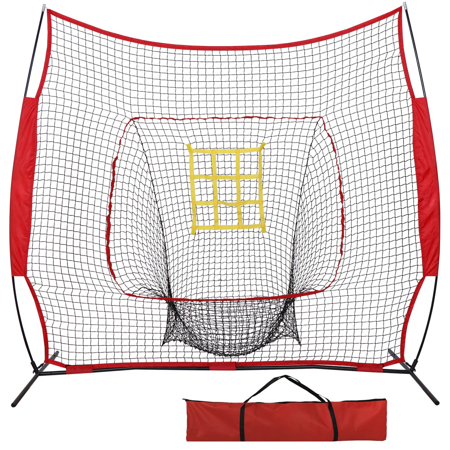 7'×7' Baseball Net Softball Practice Batting Hitting Net Upgraded Strike Zone