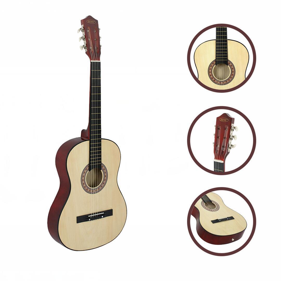 38"  Beginners Acoustic Guitar With Guitar Case, Strap, Tuner and Pick NATURAL