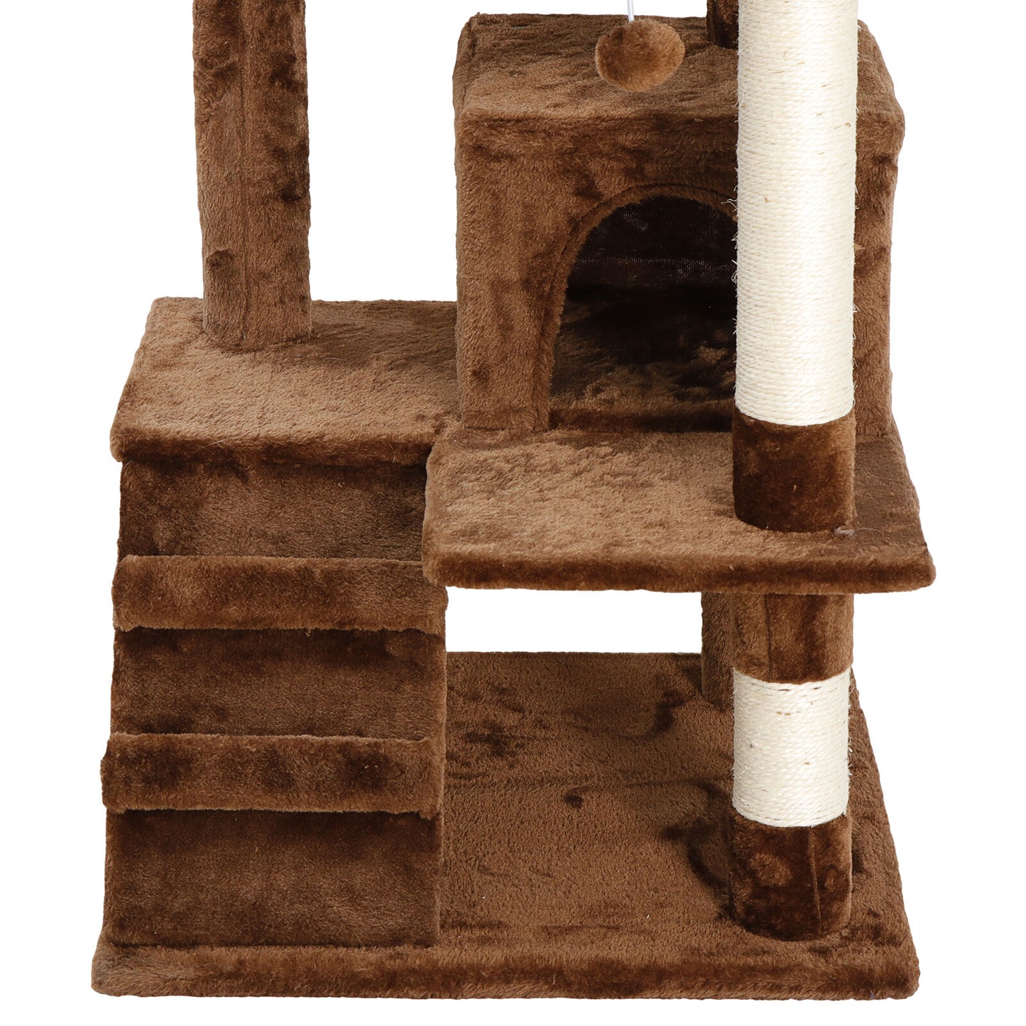 53" Brown Sturdy Cat Tree Tower Activity Center Playing House Condo For Rest