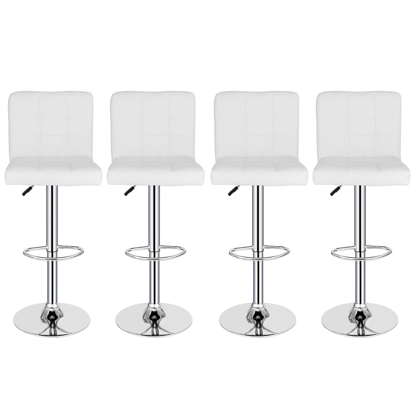 4PCS Adjustable Bar Stools PU Leather Modern Dinning Chair with White