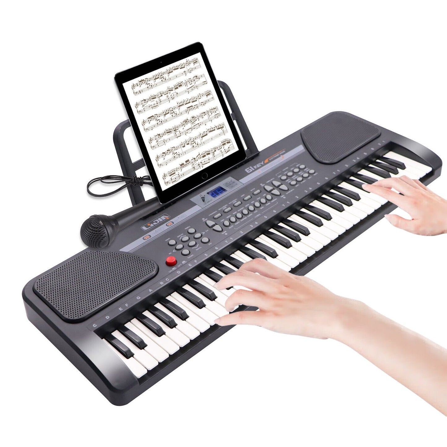 Black 61 Key Music Electronic Keyboard Electric Digital Piano Organ Xmas Gift