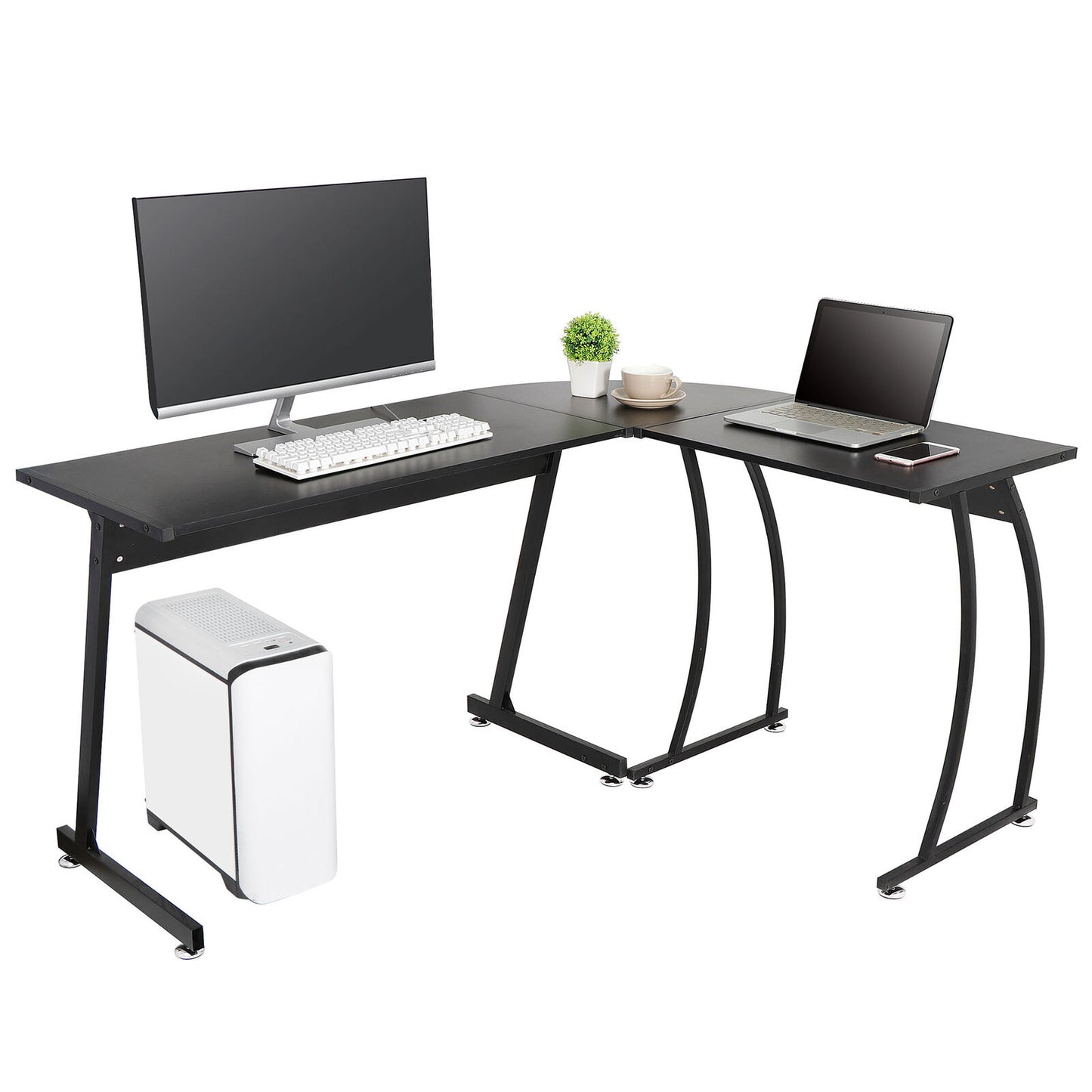 58"L-Shaped Corner Desk Computer Desk Gaming Desk PC Writting Table Home Office