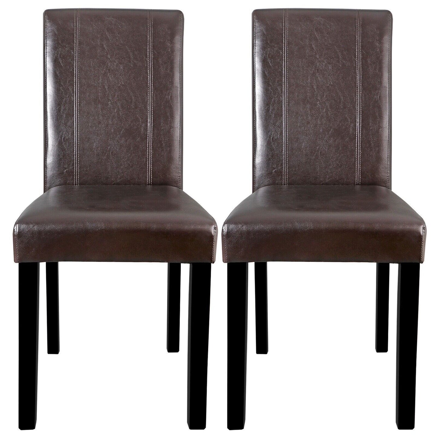 2 Set of Dining Chairs Simple Style Urban Leather Dining Parson Seats Brown