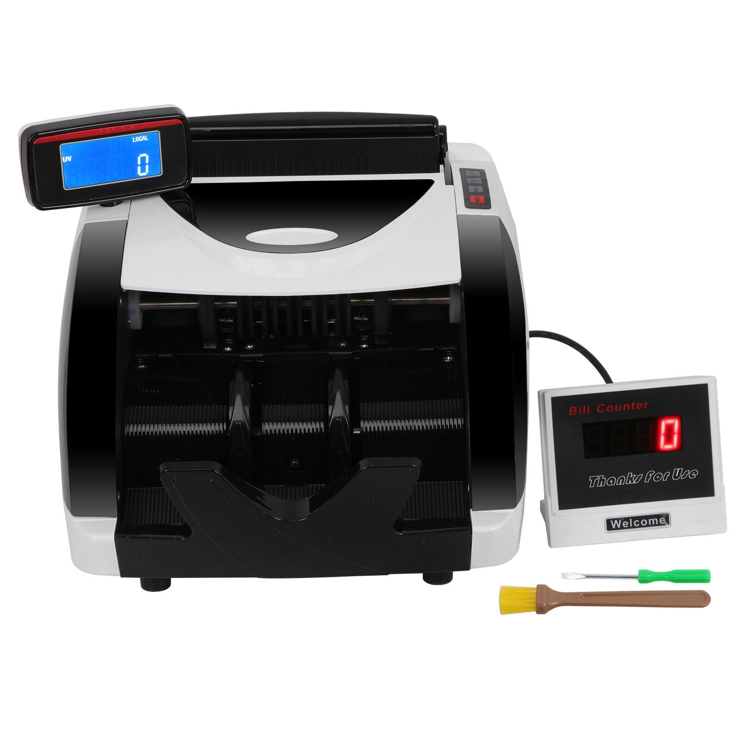 Money Bill Counter Cash Currency Counting Machine UV MG Counterfeit Detector USD